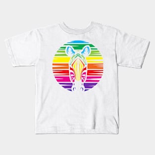 Rainbow zebra. Cheerful bright motley zebra Kids T-Shirt